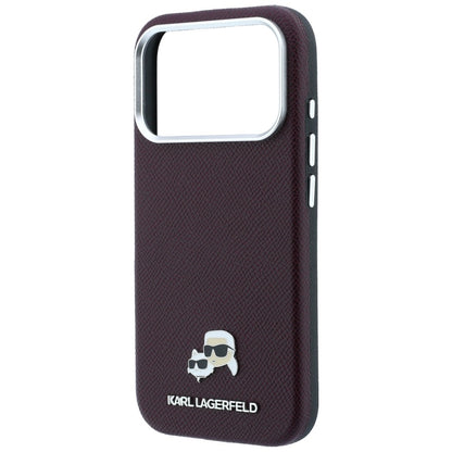 MagSafe-deksel for Apple iPhone 18 Pro Max / 17 Pro Max, Karl Lagerfeld, Grained KC Heads, Burgunder