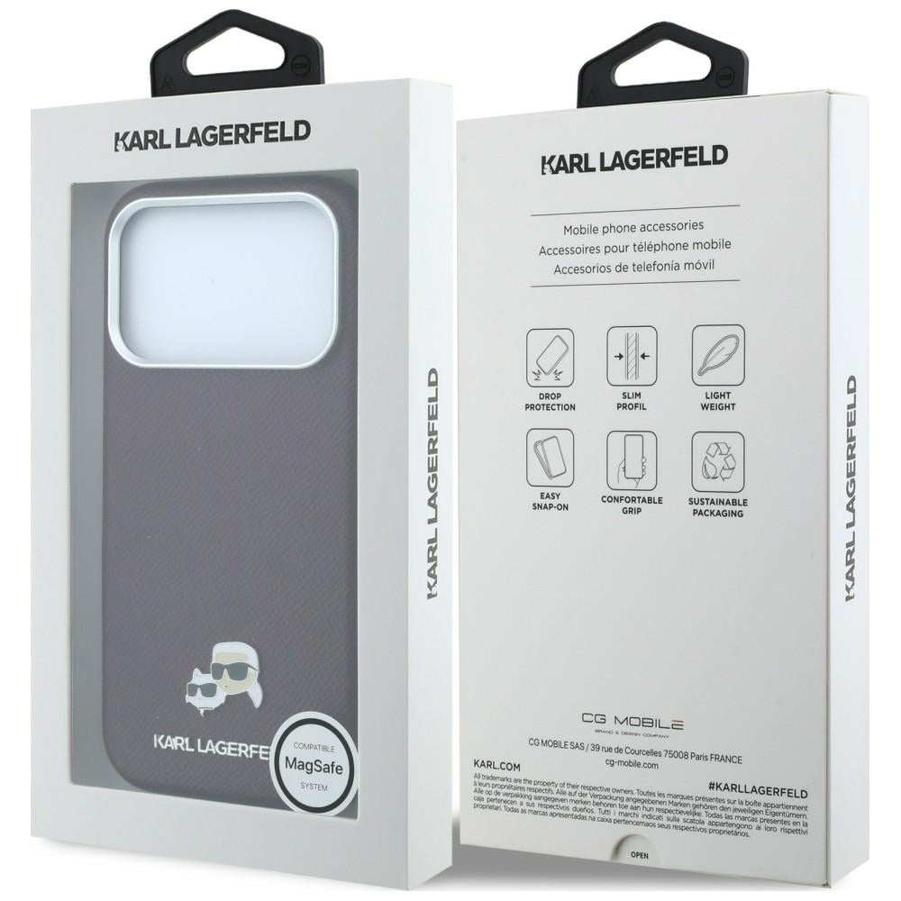 MagSafe-deksel for Apple iPhone 18 Pro Max / 17 Pro Max, Karl Lagerfeld, Grained KC Heads, Burgunder