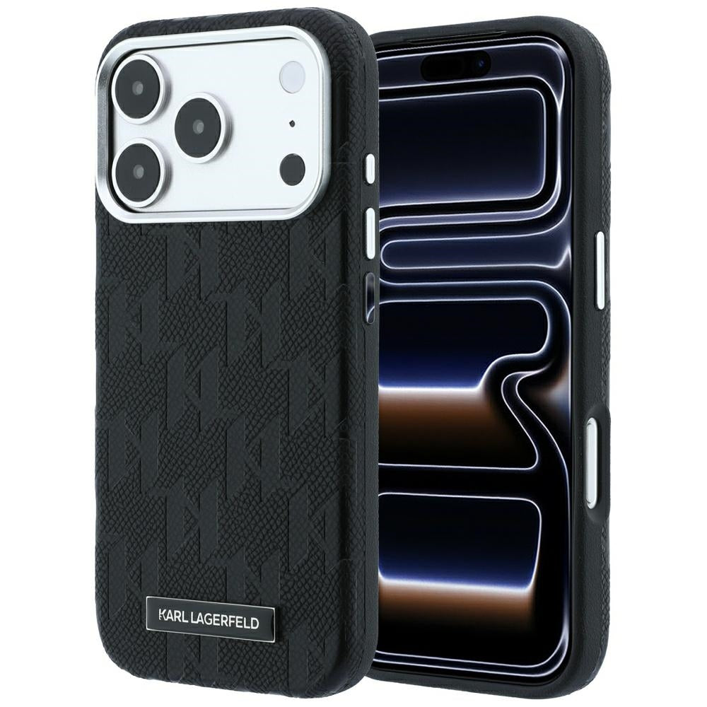 MagSafe-deksel for Apple iPhone 18 Pro Max / 17 Pro Max, Karl Lagerfeld, Grained Mono Resin Logo, Svart