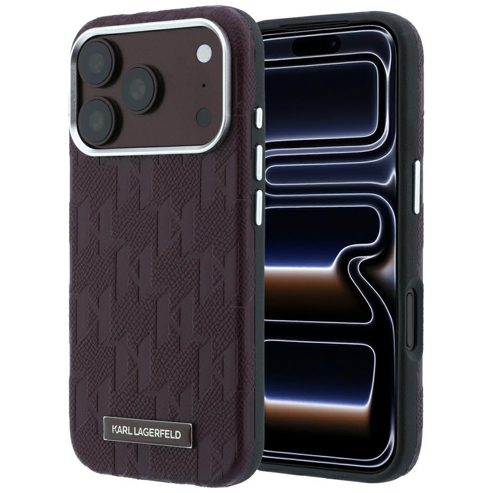 MagSafe-deksel for Apple iPhone 18 Pro Max / 17 Pro Max, Karl Lagerfeld, Kornet Mono Resin Logo, Burgunder