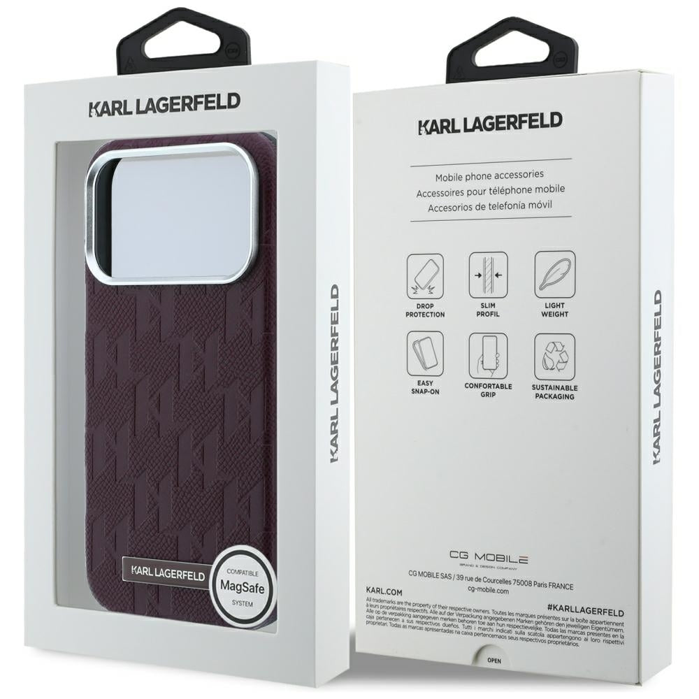 MagSafe-deksel for Apple iPhone 18 Pro Max / 17 Pro Max, Karl Lagerfeld, Kornet Mono Resin Logo, Burgunder