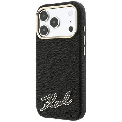 MagSafe-deksel til Apple iPhone 18 Pro Max / 17 Pro Max, Karl Lagerfeld, Grained Resin Sign Logo, svart