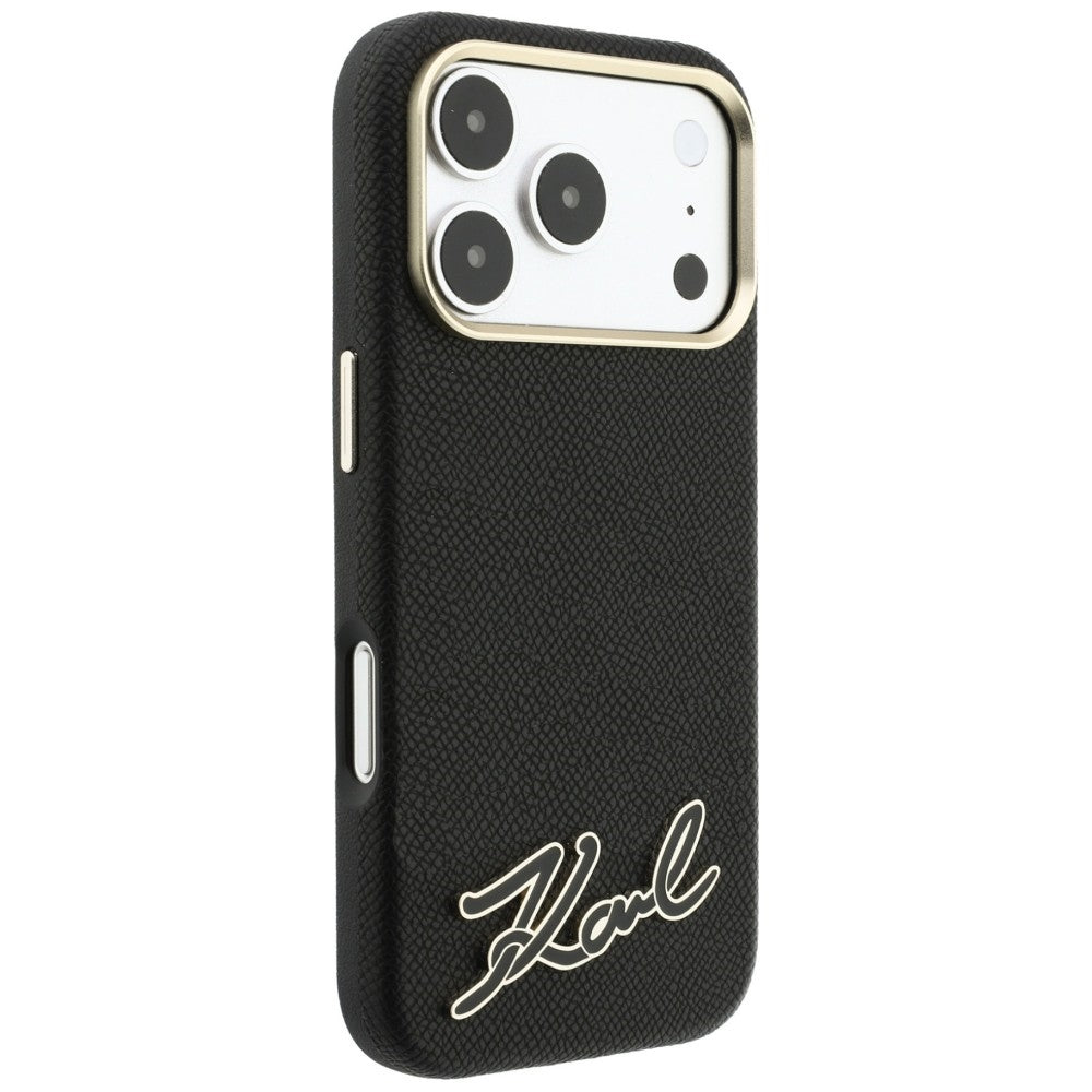 MagSafe-deksel til Apple iPhone 18 Pro Max / 17 Pro Max, Karl Lagerfeld, Grained Resin Sign Logo, svart