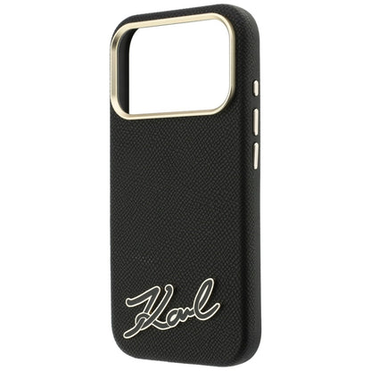 MagSafe-deksel til Apple iPhone 18 Pro Max / 17 Pro Max, Karl Lagerfeld, Grained Resin Sign Logo, svart