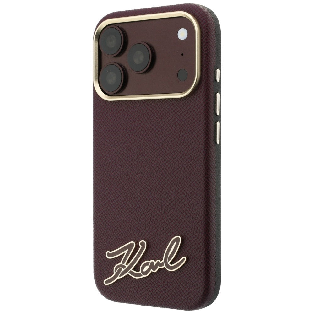 MagSafe-deksel for Apple iPhone 18 Pro Max / 17 Pro Max, Karl Lagerfeld, Kornet Harpiks Skilt Logo, Burgunder