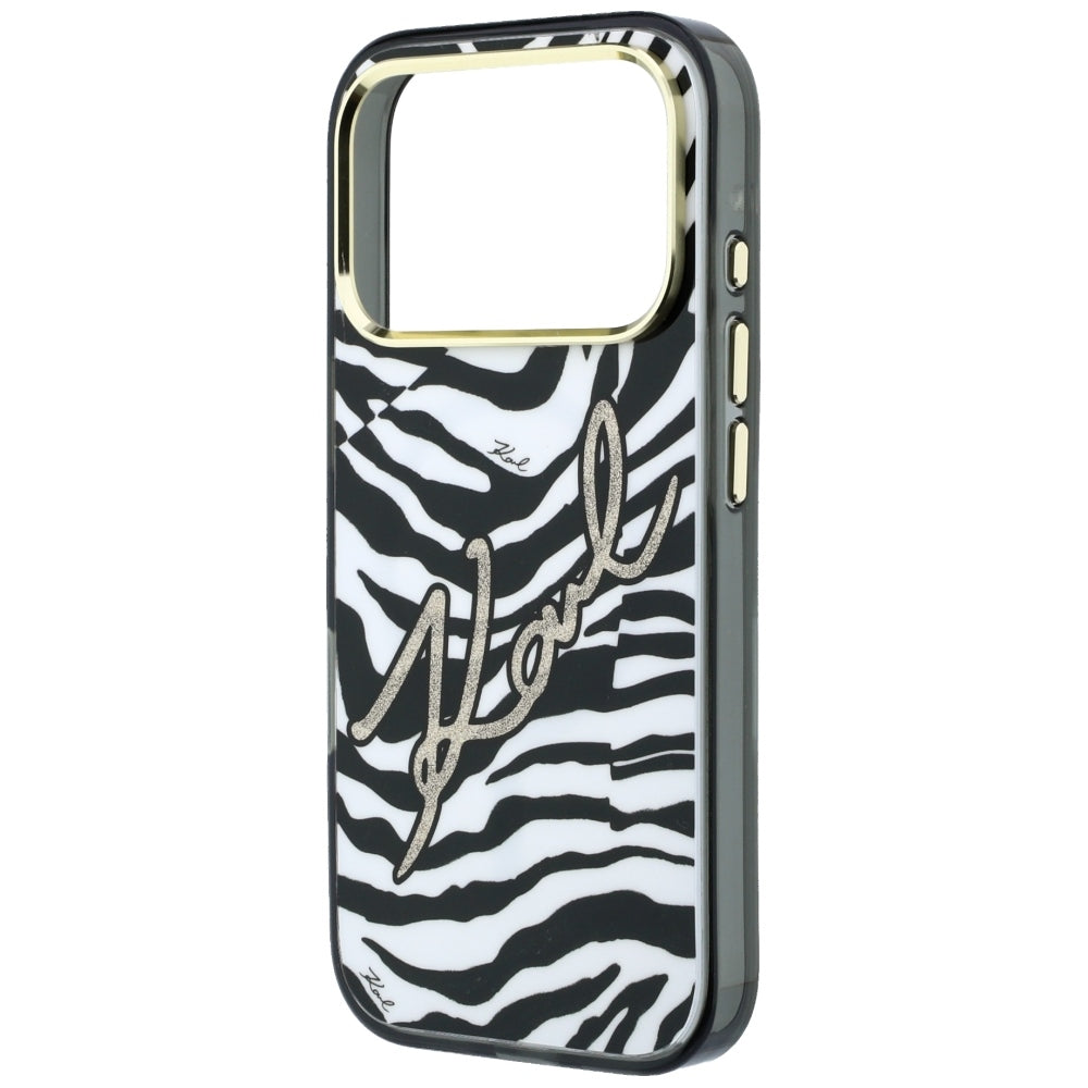 MagSafe-deksel for Apple iPhone 18 Pro Max / 17 Pro Max, Karl Lagerfeld, HC IML Signature Zebra Glitter Gold, Svart
