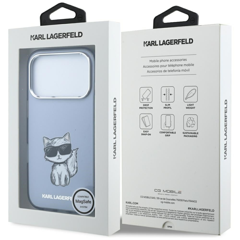 MagSafe-deksel for Apple iPhone 18 Pro Max / 17 Pro Max, Karl Lagerfeld, IML Choupette Body Sketch Print, Blå