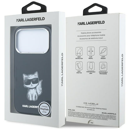 MagSafe-deksel for Apple iPhone 18 Pro Max / 17 Pro Max, Karl Lagerfeld, IML Choupette Body Sketch Print, Svart