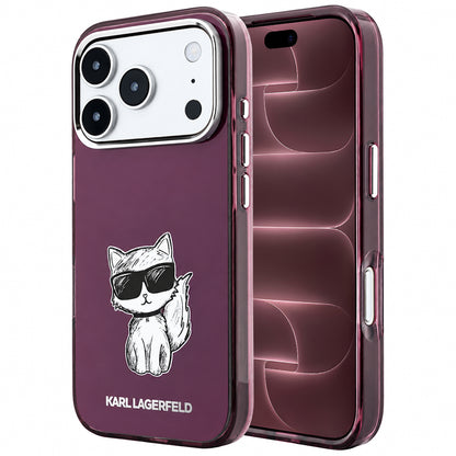 MagSafe-deksel for Apple iPhone 18 Pro Max / 17 Pro Max, Karl Lagerfeld, IML Choupette Body Sketch Print, Burgunder