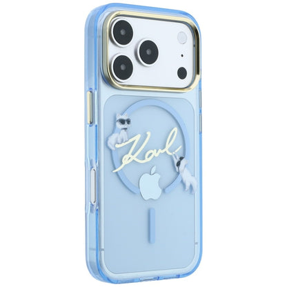 MagSafe-deksel til Apple iPhone 18 Pro Max / 17 Pro Max, Karl Lagerfeld, IML Choupette Karl Script Logo, blå