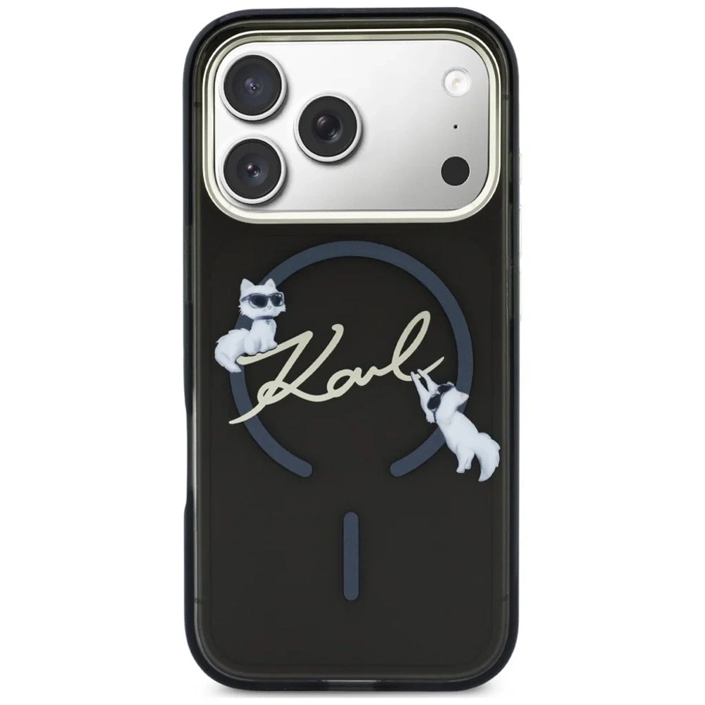 MagSafe-deksel for Apple iPhone 18 Pro Max / 17 Pro Max, Karl Lagerfeld, IML Choupette Karl Script Logo, Svart