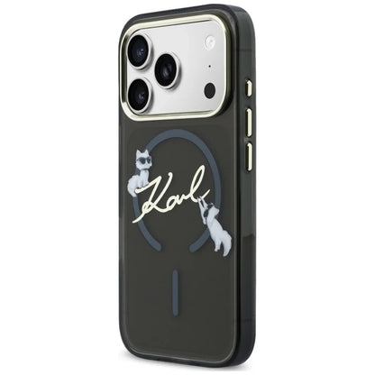 MagSafe-deksel for Apple iPhone 18 Pro Max / 17 Pro Max, Karl Lagerfeld, IML Choupette Karl Script Logo, Svart