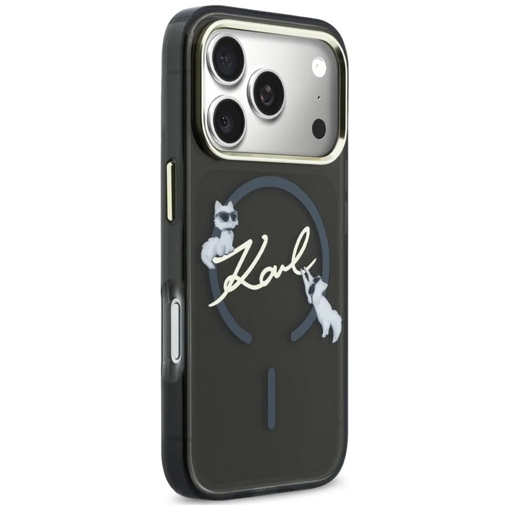MagSafe-deksel for Apple iPhone 18 Pro Max / 17 Pro Max, Karl Lagerfeld, IML Choupette Karl Script Logo, Svart