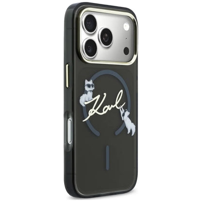 MagSafe-deksel for Apple iPhone 18 Pro Max / 17 Pro Max, Karl Lagerfeld, IML Choupette Karl Script Logo, Svart