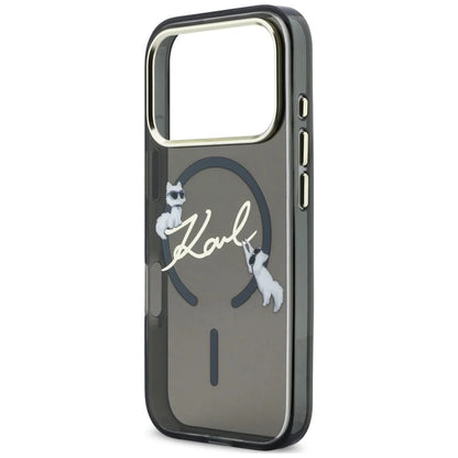 MagSafe-deksel for Apple iPhone 18 Pro Max / 17 Pro Max, Karl Lagerfeld, IML Choupette Karl Script Logo, Svart
