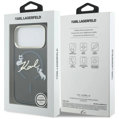 MagSafe-deksel for Apple iPhone 18 Pro Max / 17 Pro Max, Karl Lagerfeld, IML Choupette Karl Script Logo, Svart