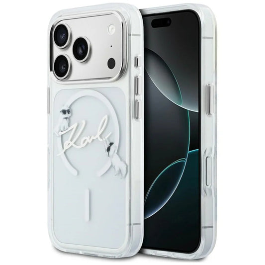 MagSafe-deksel for Apple iPhone 18 Pro Max / 17 Pro Max, Karl Lagerfeld, IML Choupette Karl Script Logo, Transparent