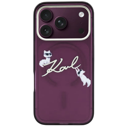MagSafe-deksel for Apple iPhone 18 Pro Max / 17 Pro Max, Karl Lagerfeld, IML Choupette Karl Script Logo, Burgunder