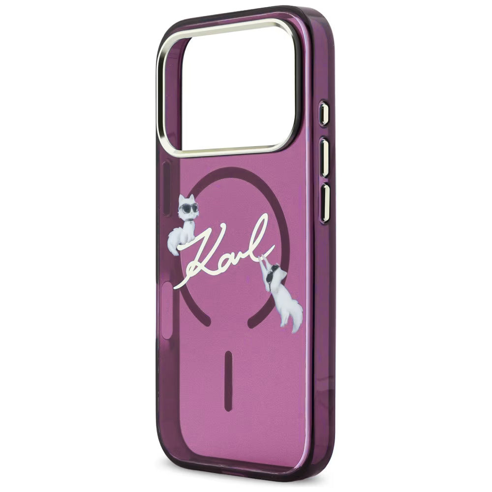 MagSafe-deksel for Apple iPhone 18 Pro Max / 17 Pro Max, Karl Lagerfeld, IML Choupette Karl Script Logo, Burgunder