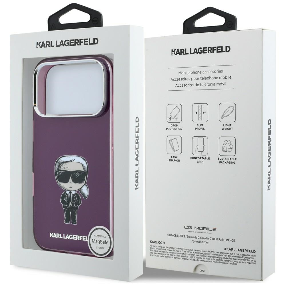 MagSafe-deksel for Apple iPhone 18 Pro Max / 17 Pro Max, Karl Lagerfeld, IML Ikonik Sketch Print, Burgunder