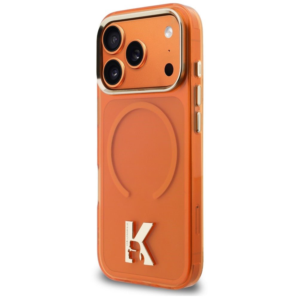 MagSafe-deksel til Apple iPhone 18 Pro Max / 17 Pro Max, Karl Lagerfeld, IML Karl Head-logo, oransje