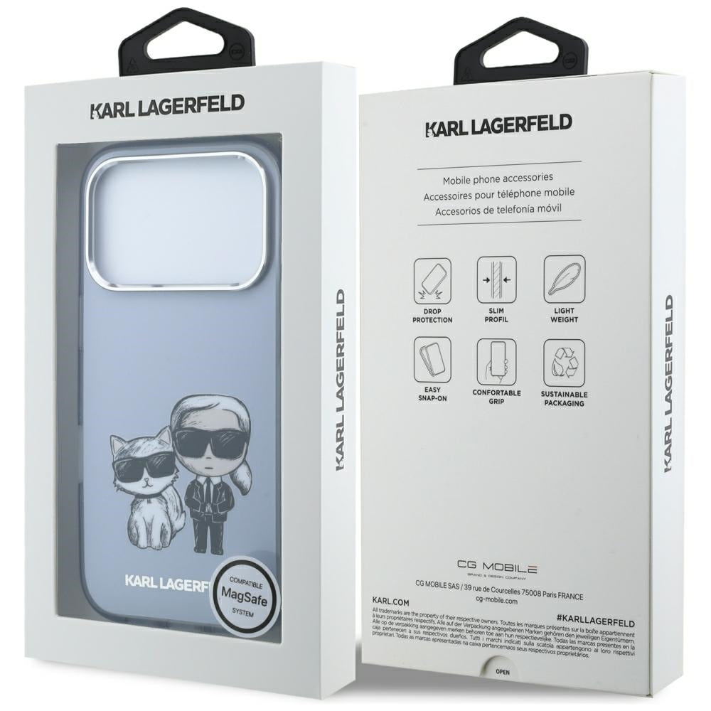 MagSafe-deksel for Apple iPhone 18 Pro Max / 17 Pro Max, Karl Lagerfeld, IML KC Bodies Sketch Print, Blå