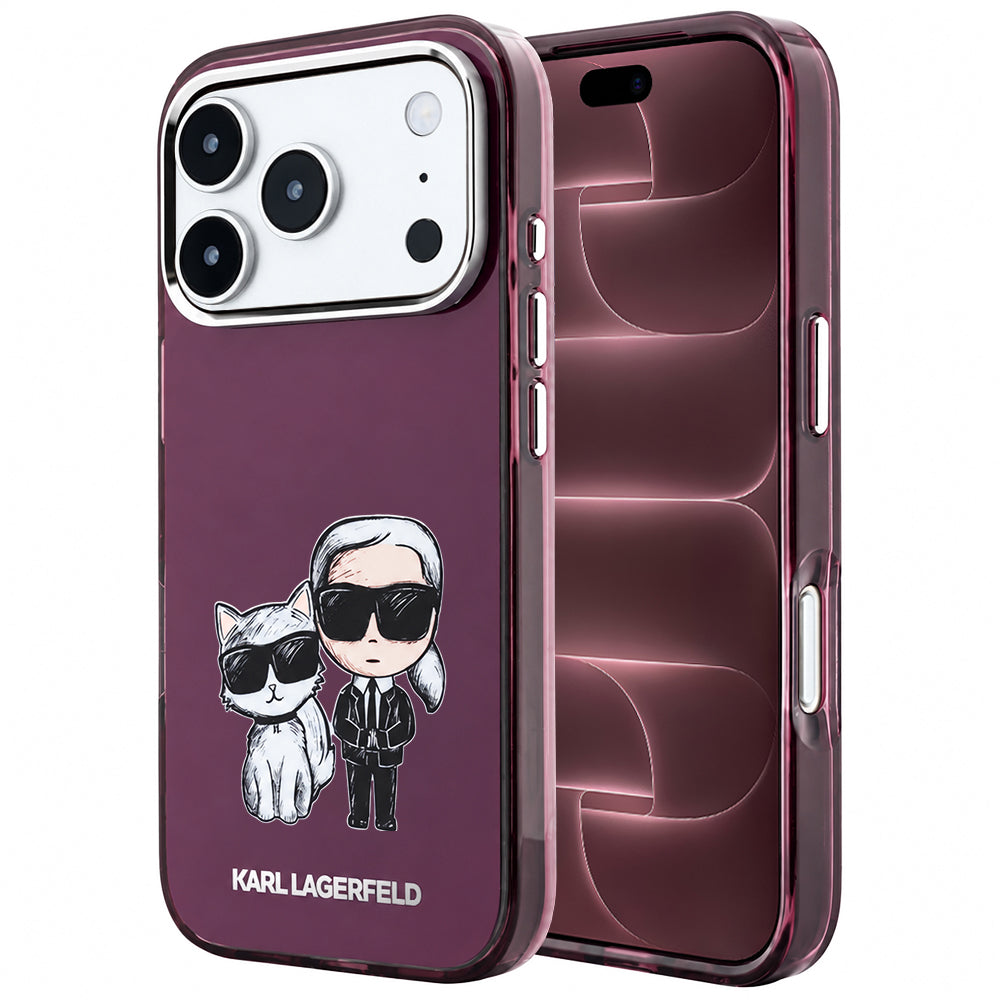 MagSafe-deksel for Apple iPhone 18 Pro Max / 17 Pro Max, Karl Lagerfeld, IML KC Bodies Sketch Print, Burgunder