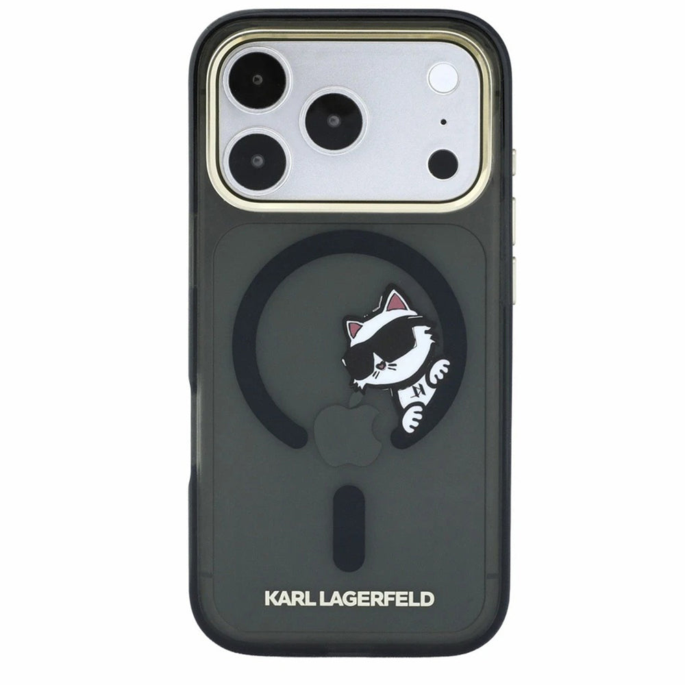 MagSafe-deksel for Apple iPhone 18 Pro Max / 17 Pro Max, Karl Lagerfeld, IML Peekaboo Print og metallramme, svart