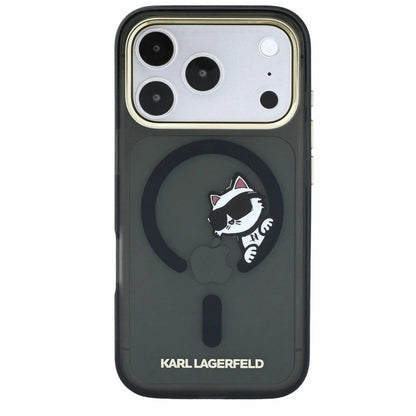 MagSafe-deksel for Apple iPhone 18 Pro Max / 17 Pro Max, Karl Lagerfeld, IML Peekaboo Print og metallramme, svart
