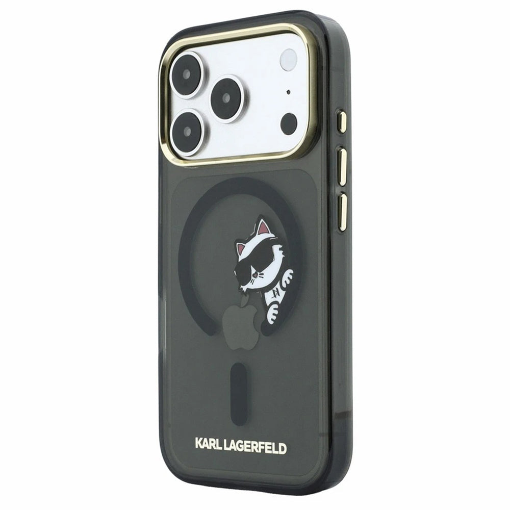 MagSafe-deksel for Apple iPhone 18 Pro Max / 17 Pro Max, Karl Lagerfeld, IML Peekaboo Print og metallramme, svart