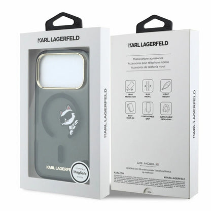 MagSafe-deksel for Apple iPhone 18 Pro Max / 17 Pro Max, Karl Lagerfeld, IML Peekaboo Print og metallramme, svart
