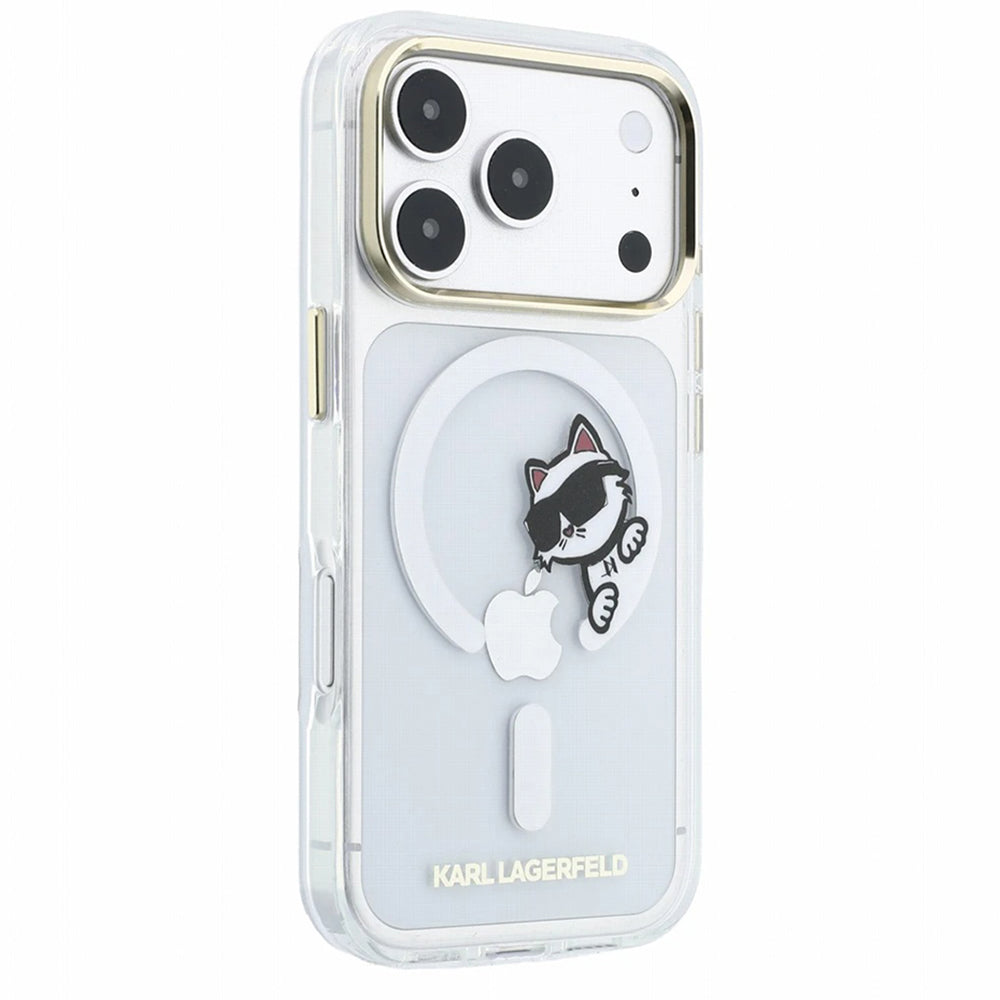 MagSafe-deksel for Apple iPhone 18 Pro Max / 17 Pro Max, Karl Lagerfeld, IML Peekaboo Print og metallramme, gjennomsiktig
