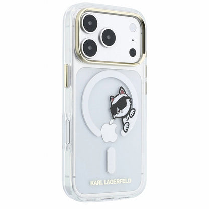 MagSafe-deksel for Apple iPhone 18 Pro Max / 17 Pro Max, Karl Lagerfeld, IML Peekaboo Print og metallramme, gjennomsiktig