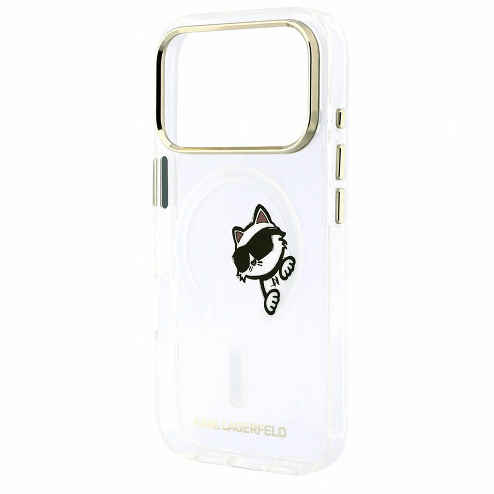 MagSafe-deksel for Apple iPhone 18 Pro Max / 17 Pro Max, Karl Lagerfeld, IML Peekaboo Print og metallramme, gjennomsiktig