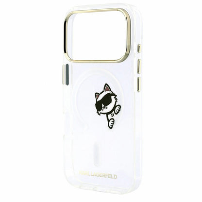 MagSafe-deksel for Apple iPhone 18 Pro Max / 17 Pro Max, Karl Lagerfeld, IML Peekaboo Print og metallramme, gjennomsiktig