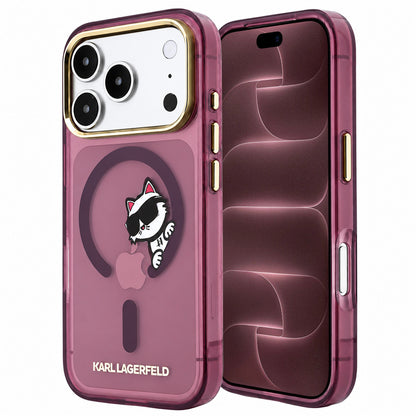 MagSafe-deksel for Apple iPhone 18 Pro Max / 17 Pro Max, Karl Lagerfeld, IML Peekaboo Print og metallramme, Burgunder