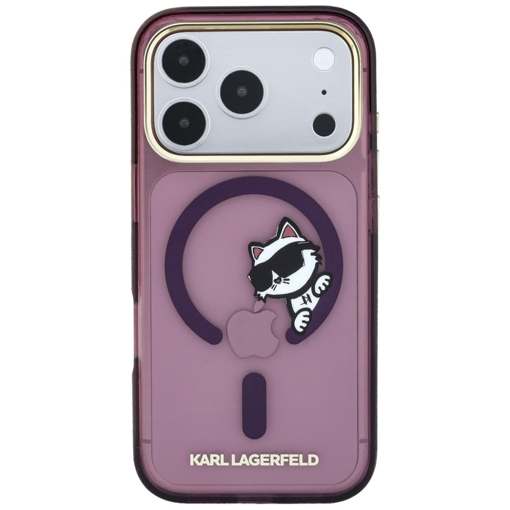 MagSafe-deksel for Apple iPhone 18 Pro Max / 17 Pro Max, Karl Lagerfeld, IML Peekaboo Print og metallramme, Burgunder