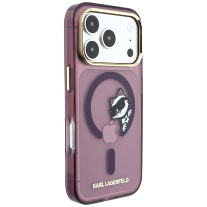 MagSafe-deksel for Apple iPhone 18 Pro Max / 17 Pro Max, Karl Lagerfeld, IML Peekaboo Print og metallramme, Burgunder