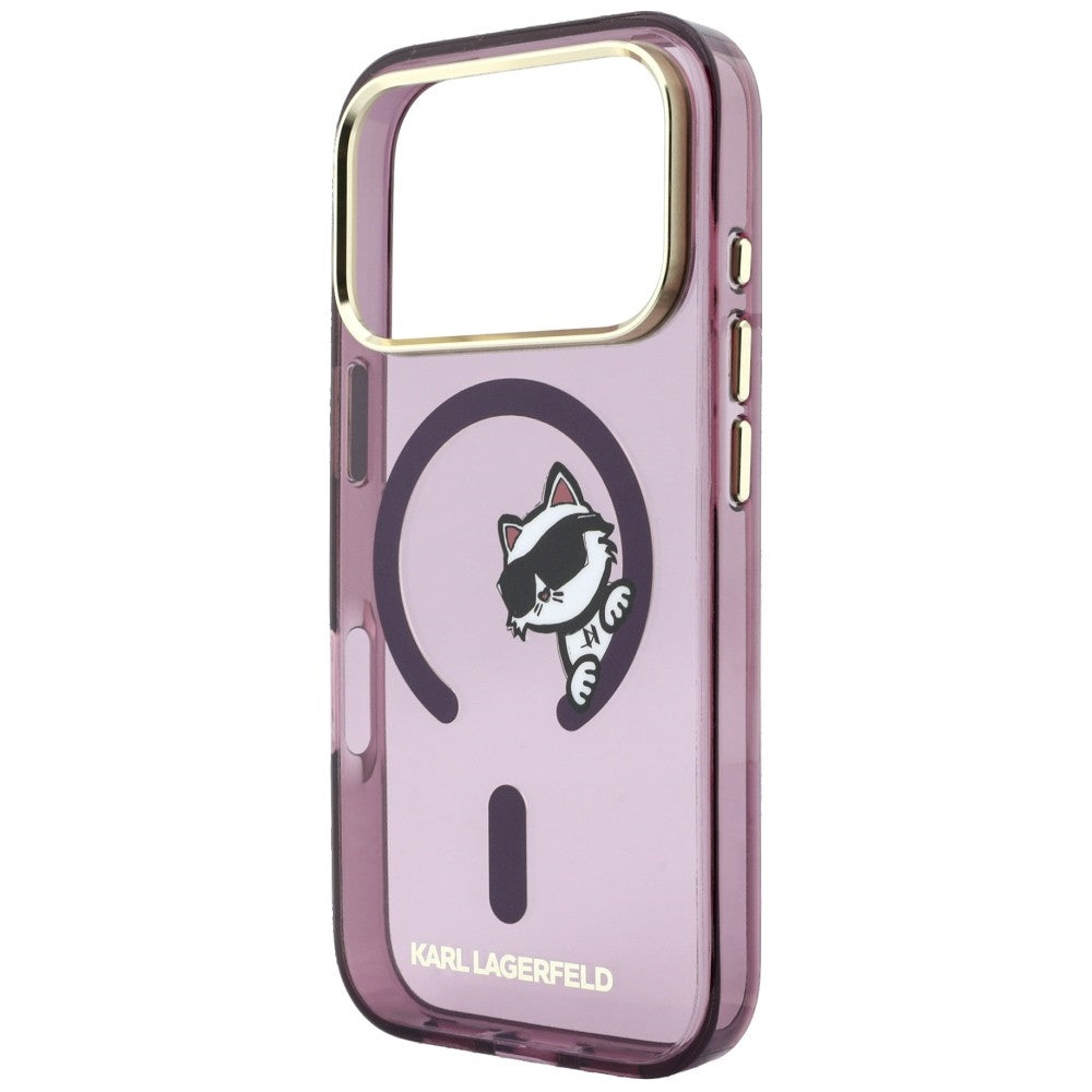 MagSafe-deksel for Apple iPhone 18 Pro Max / 17 Pro Max, Karl Lagerfeld, IML Peekaboo Print og metallramme, Burgunder