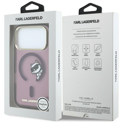 MagSafe-deksel for Apple iPhone 18 Pro Max / 17 Pro Max, Karl Lagerfeld, IML Peekaboo Print og metallramme, Burgunder