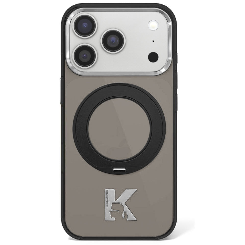 MagSafe-deksel for Apple iPhone 18 Pro Max / 17 Pro Max, Karl Lagerfeld, IML Ring Stand Kameo Metal, Svart