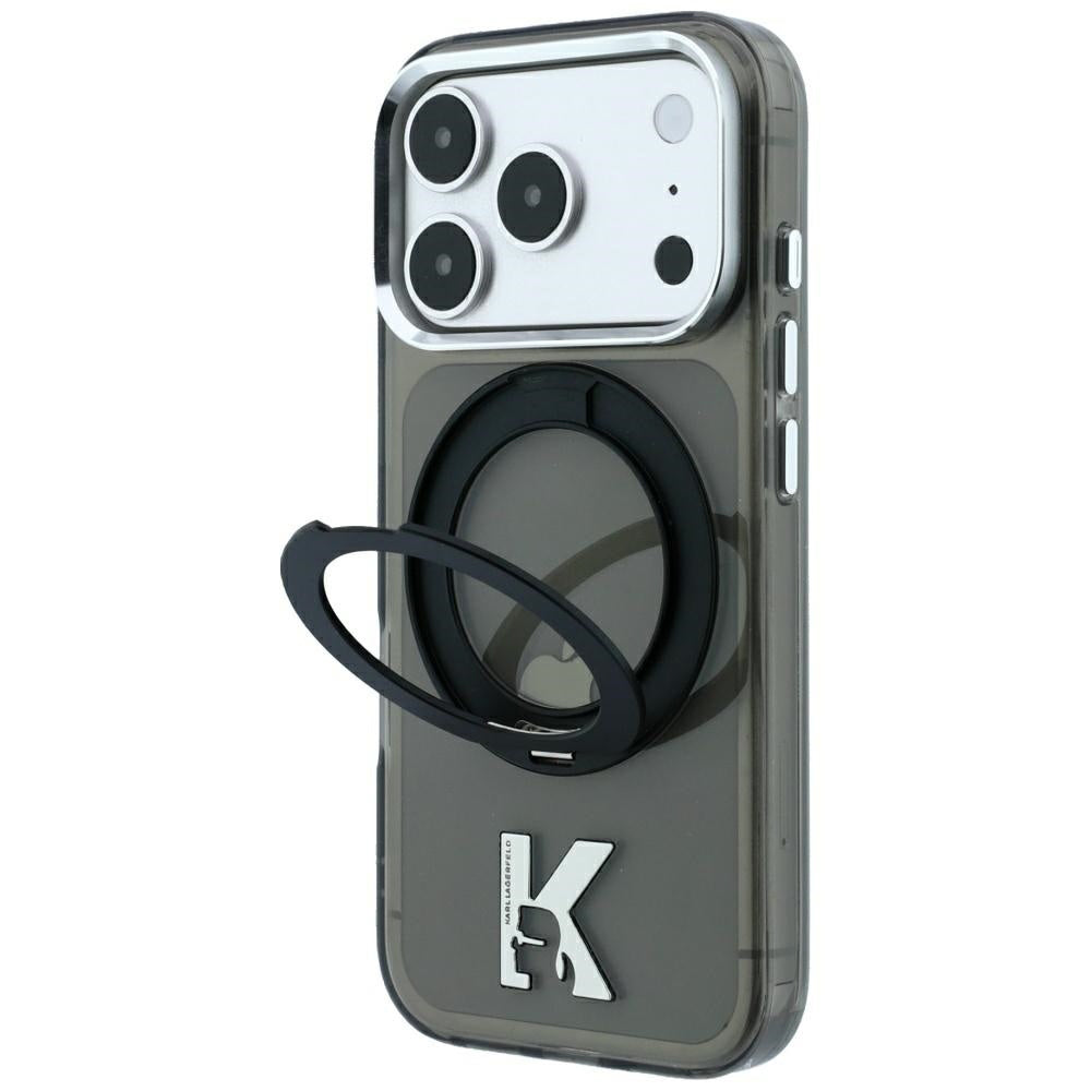 MagSafe-deksel for Apple iPhone 18 Pro Max / 17 Pro Max, Karl Lagerfeld, IML Ring Stand Kameo Metal, Svart