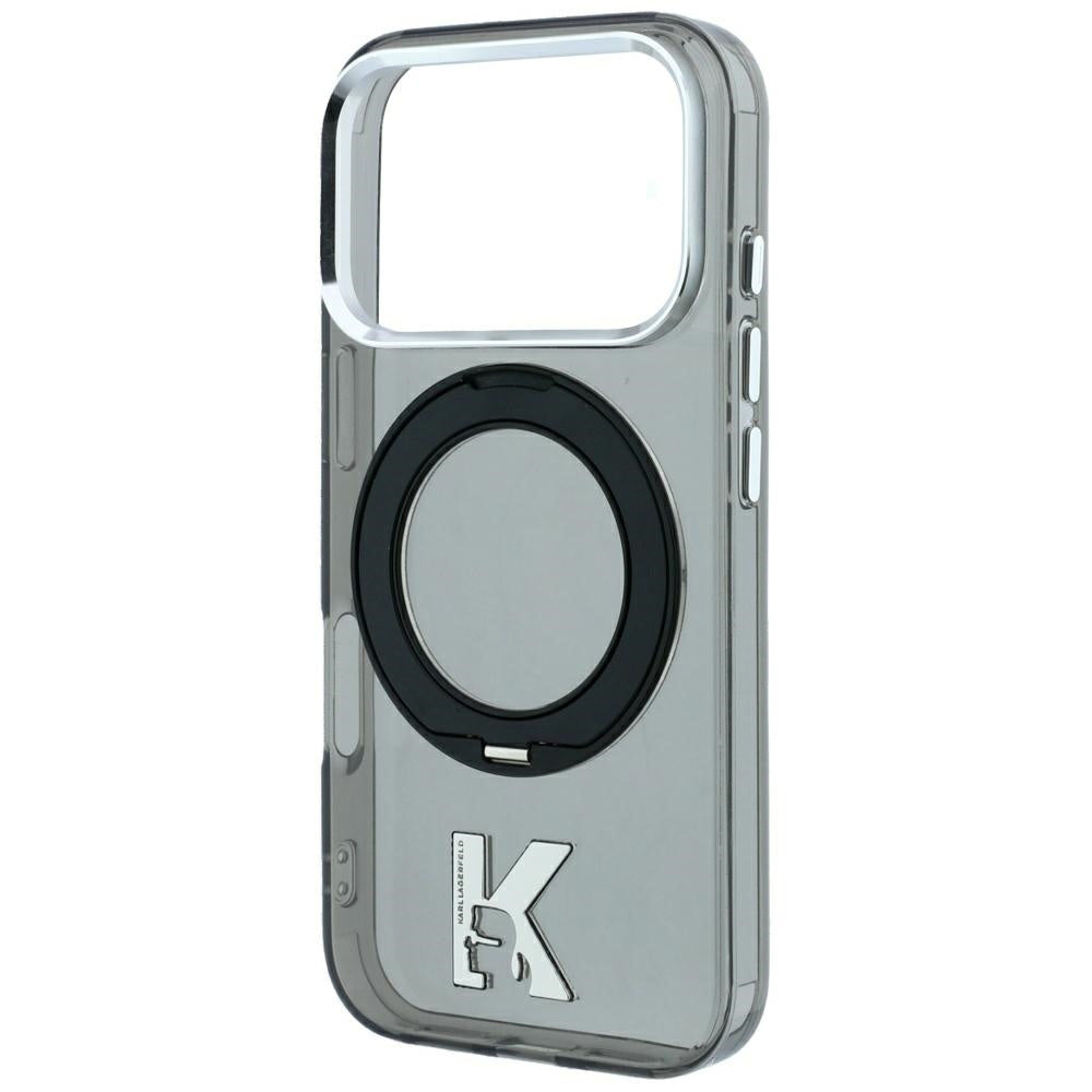 MagSafe-deksel for Apple iPhone 18 Pro Max / 17 Pro Max, Karl Lagerfeld, IML Ring Stand Kameo Metal, Svart