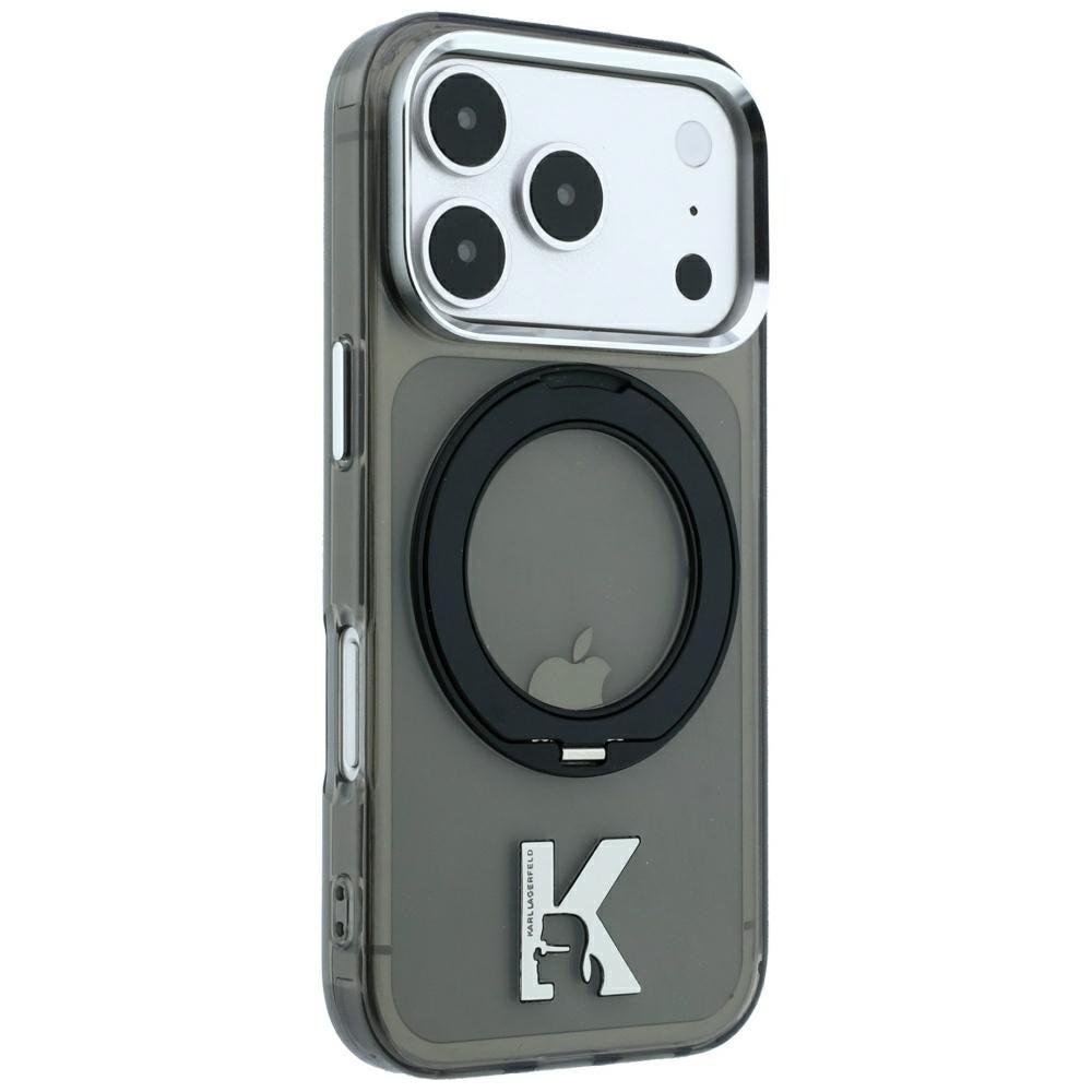 MagSafe-deksel for Apple iPhone 18 Pro Max / 17 Pro Max, Karl Lagerfeld, IML Ring Stand Kameo Metal, Svart