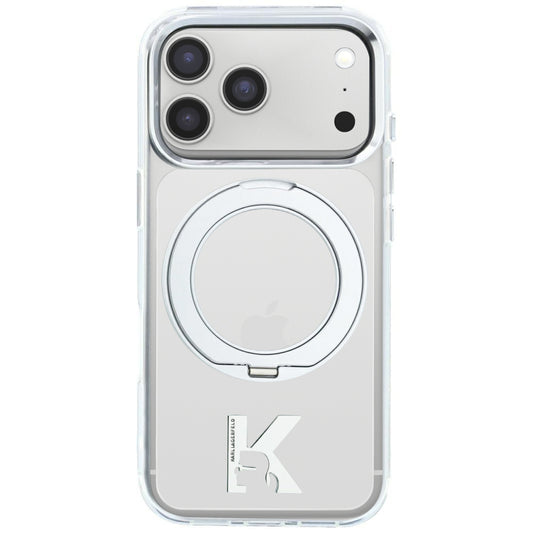 MagSafe-deksel for Apple iPhone 18 Pro Max / 17 Pro Max, Karl Lagerfeld, IML Ring Stand Kameo Metall, Transparent