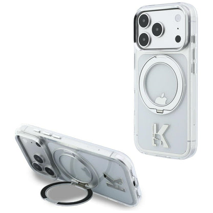 MagSafe-deksel for Apple iPhone 18 Pro Max / 17 Pro Max, Karl Lagerfeld, IML Ring Stand Kameo Metall, Transparent