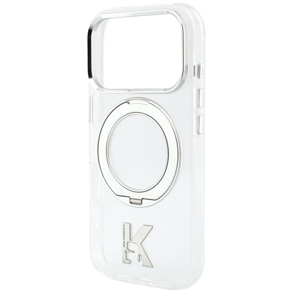 MagSafe-deksel for Apple iPhone 18 Pro Max / 17 Pro Max, Karl Lagerfeld, IML Ring Stand Kameo Metall, Transparent