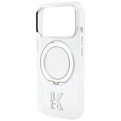 MagSafe-deksel for Apple iPhone 18 Pro Max / 17 Pro Max, Karl Lagerfeld, IML Ring Stand Kameo Metall, Transparent