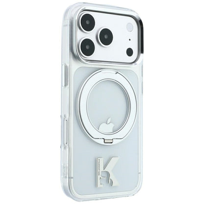 MagSafe-deksel for Apple iPhone 18 Pro Max / 17 Pro Max, Karl Lagerfeld, IML Ring Stand Kameo Metall, Transparent