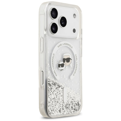 MagSafe-deksel for Apple iPhone 18 Pro Max / 17 Pro Max, Karl Lagerfeld, Liquid Glitter Karl & Choupette Head's, Transparent